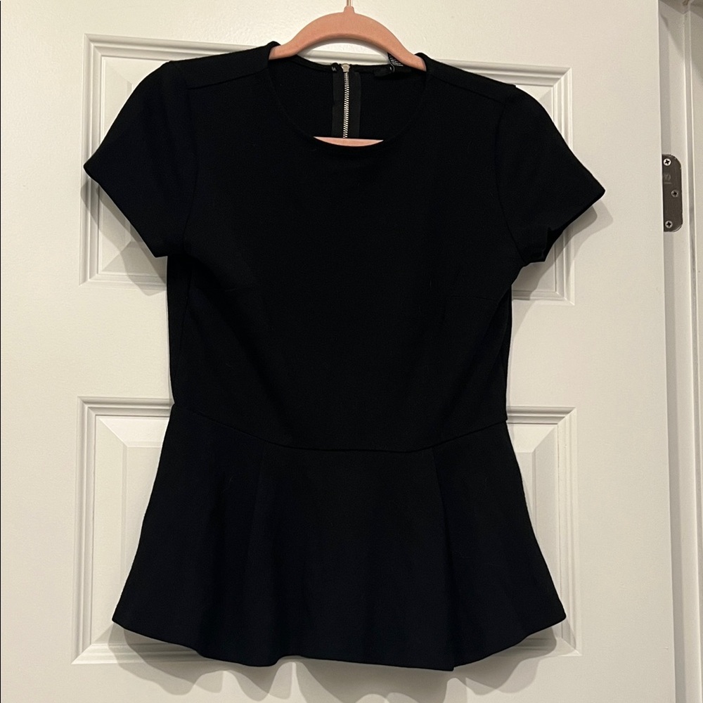 Forever 21 Black Short Sleeve Peplum Top
